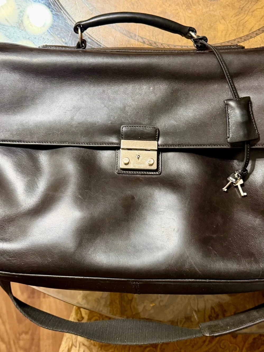 Classic Pre-Loved Black Leather Men's Coach Briefcase - Professional Carry
